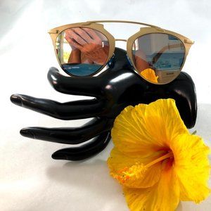 Cat Eye Sunglasses Women Mirror Metal Gold Tone